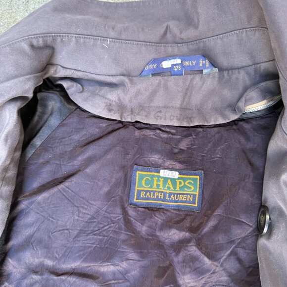 Vintage Chaps Ralph Lauren Trench Coat Mens 42 Short Taupe Wool Blend Lined - Picture 10 of 16